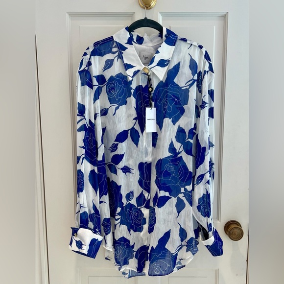 Aje Tops - Aje Blue and White Oversized Shirt